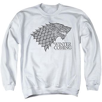Game Of Thrones Stark Winter Is Coming On White Adult Crewneck Sweatshirt