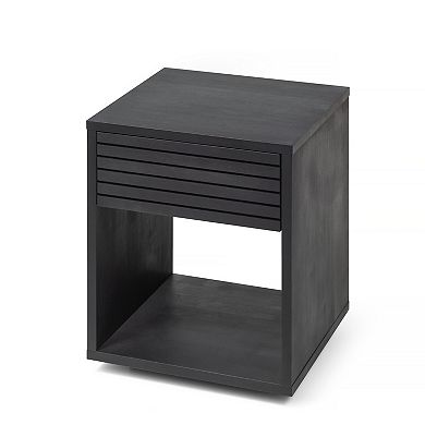 WOODEK Modern Hardwood Nightstand with a Drawer - Chic Bedside Table for Bedroom