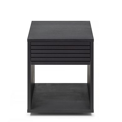 WOODEK Set of 2 Modern Hardwood Nightstand with a Drawer - Chic Bedside Table for Bedroom