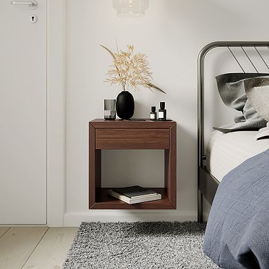 WOODEK Solid Wooden Nightstand with Shelf - Sturdy Side Table for Bed