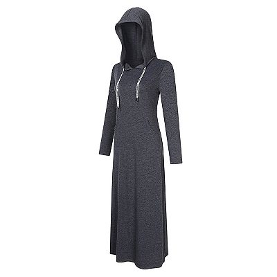 Women Long Sleeve Pullover Hoodie Dress Stripe Pocket Slim