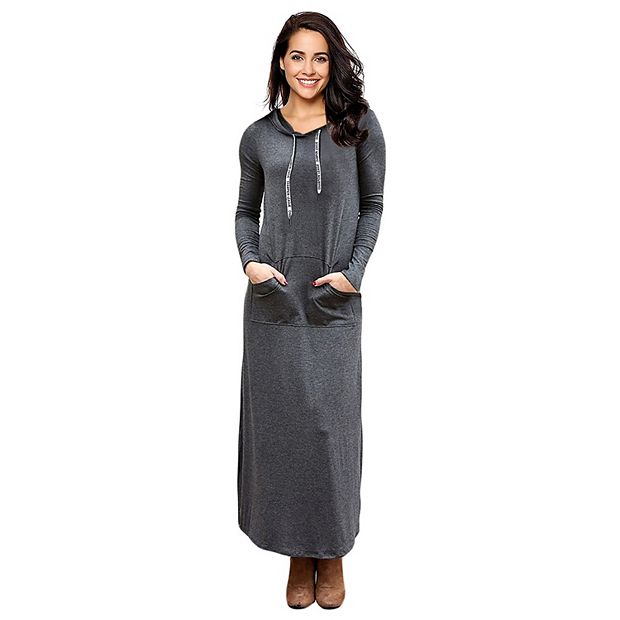 Women Long Sleeve Pullover Hoodie Dress Stripe Pocket Slim Sweatshirt Casual Maxi Dress