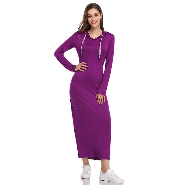 Drawstring Detachable Big Sleeve Sweater Dress with Hoodie