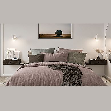 WOODEK Elegant Hardwood Nightstand With Drawer - Classic Bedside Table with Shelf on the Left
