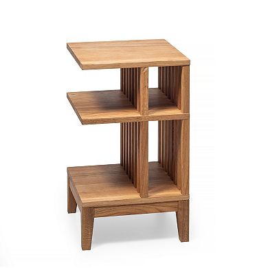 WOODEK Set of 2 Luxurious Oak Wooden Nightstand with Three Shelves - High-end Side Table for Bed