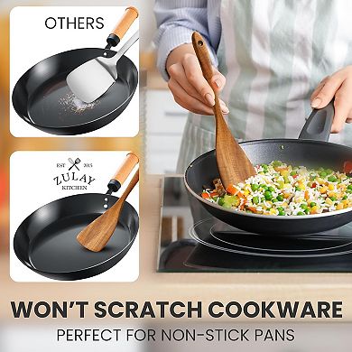 Zulay Kitchen 9-piece Teak Wooden Utensils For Cooking With Premium Gift Box