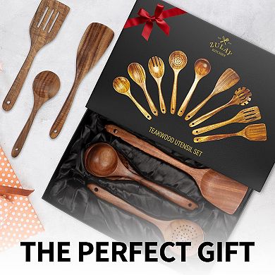 9-piece Teak Wooden Utensils For Cooking With Premium Gift Box