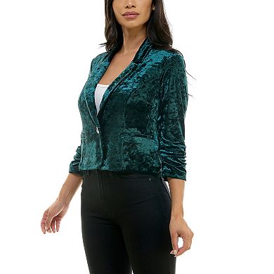 Women's Nina Leonard Velvet Cropped Blazer
