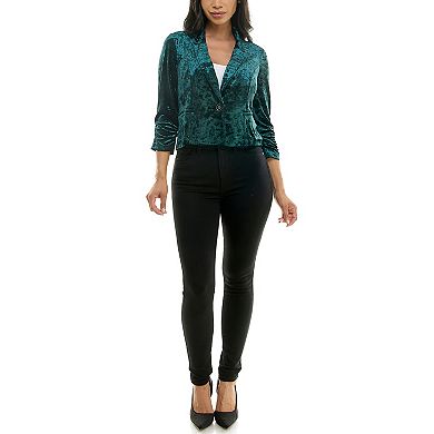 Women's Nina Leonard Velvet Cropped Blazer