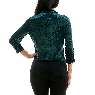 Women's Nina Leonard Velvet Cropped Blazer