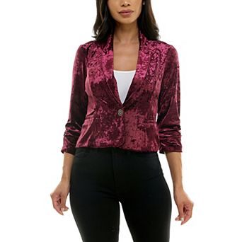 Women's Nina Leonard Velvet Cropped Blazer
