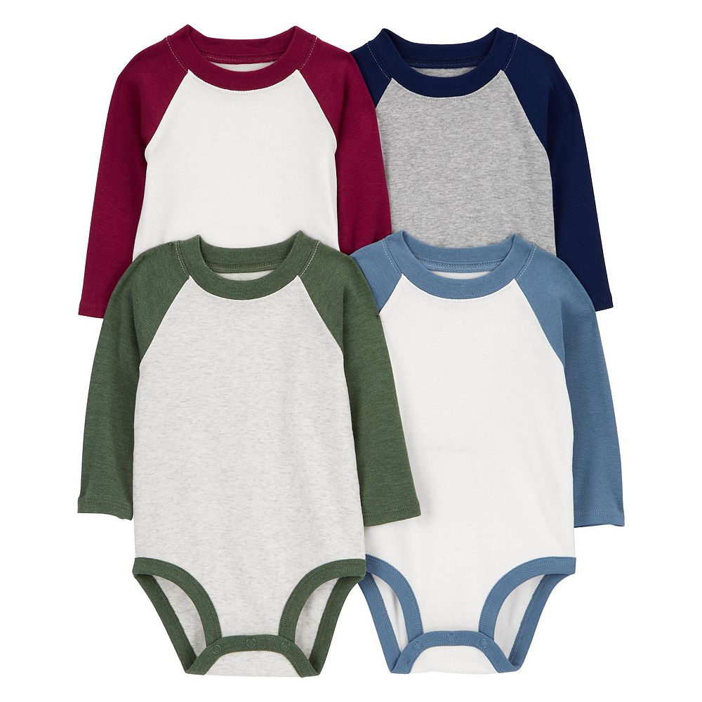 Polyester Baby Raglan Onesie Baby Boy Carter's 4-Piece Long Sleeve