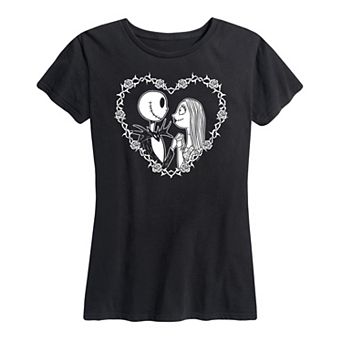 Disney's The Nightmare Before Christmas Jack & Sally Women's Heart Graphic Tee