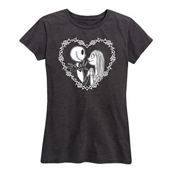 Disney's The Nightmare Before Christmas Jack & Sally Women's Heart Graphic Tee