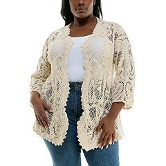 Womens Nina Leonard Cardigan 3/4 Sleeve Sweaters - Tops, Clothing