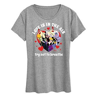 Disney Villains Cruella, Ursula, Maleficent & Evil Queen Women's Love In The Air Graphic Tee