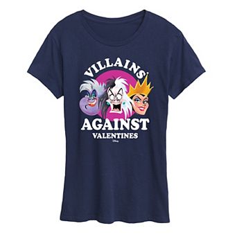 Disney Villains Ursula, Cruella & Evil Queen Women's Against V Day Graphic Tee