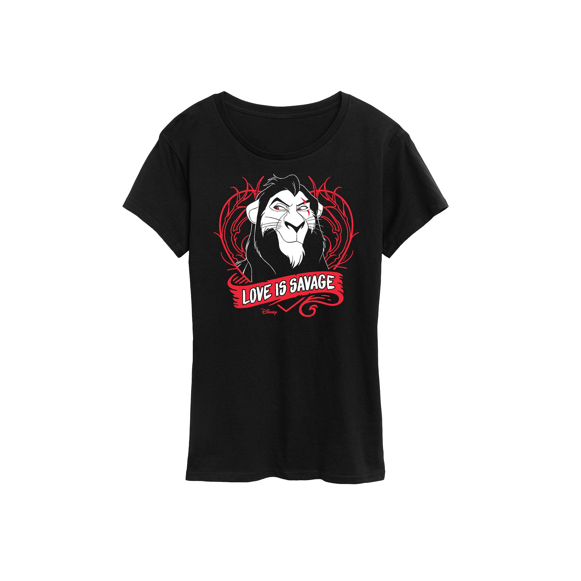 Disneys The Lion King Scar Womens Love Is Savage Graphic Tee, Size: Small