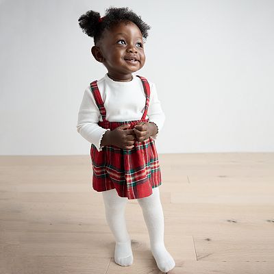 carter's plaid sateen holiday dress Carters Long Sleeve Mini Dress | White | Womens main image 0
