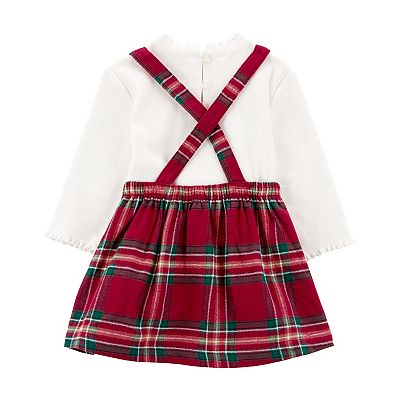 carter's plaid sateen holiday dress Carters Long Sleeve Mini Dress | White | Womens main image 0
