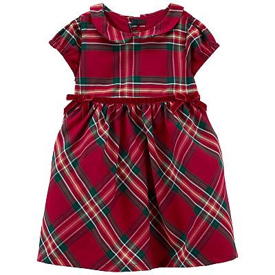 plaid holiday dress Red Plaid Holiday Dress with Black Velvet Trim main image 0