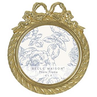 Belle Maison 4" x 4" Gold Round Bow & Rope Tabletop Frame