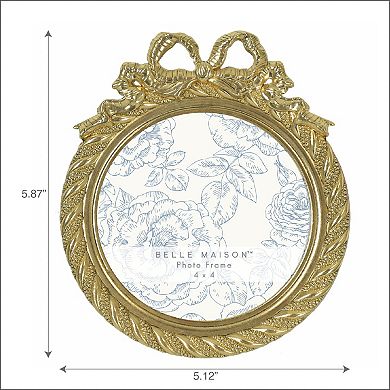 Belle Maison 4" x 4" Gold Round Bow & Rope Tabletop Frame