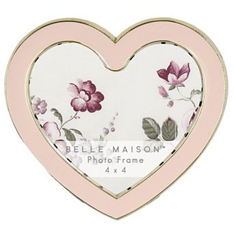 Belle Maison 4" x 4" Gold & Pink Heart Tabletop Frame