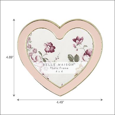 Belle Maison 4" x 4" Gold & Pink Heart Tabletop Frame