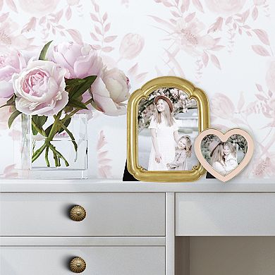 Belle Maison 4" x 4" Gold & Pink Heart Tabletop Frame