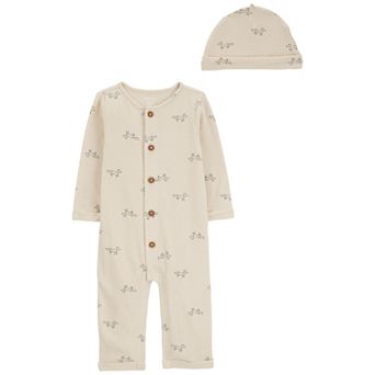 Baby Boy Carter's 2 pc Button Up Jumpsuit & Cap Set