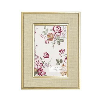 Belle Maison 5" x 7" Ivory Gold Burlap Tabletop Frame