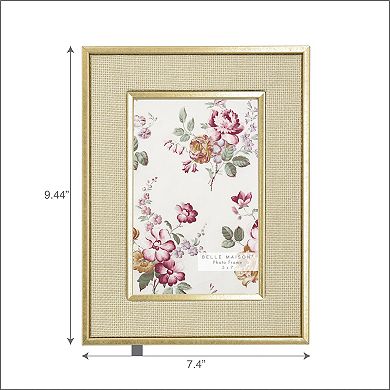 Belle Maison 5" x 7" Ivory Gold Burlap Tabletop Frame