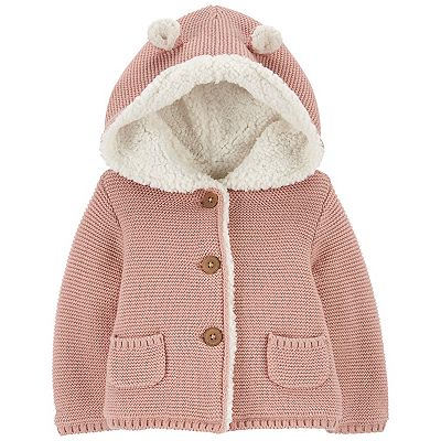 Carter s Baby Faux Sherpa Lined Hooded Jacket Pink Size 24 Months