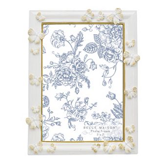 Belle Maison 5" x 7" White & Gold Butterfly Frame