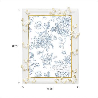 Belle Maison 5" x 7" White & Gold Butterfly Frame