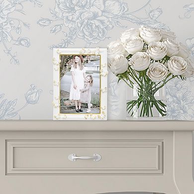 Belle Maison 5" x 7" White & Gold Butterfly Frame