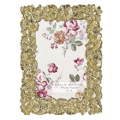 Belle Maison 4" x 6" Antique Gold Wide Floral Tabletop Frame