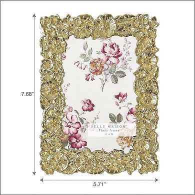 Belle Maison 4" x 6" Antique Gold Wide Floral Tabletop Frame