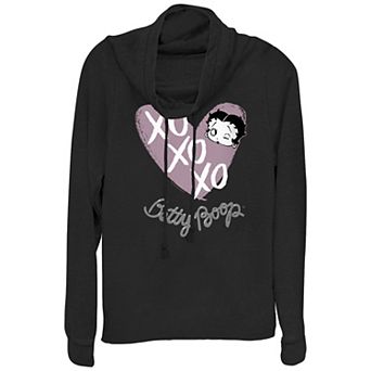 Juniors' Betty Boop XO Cowlneck Graphic Lightweight Long Sleeve