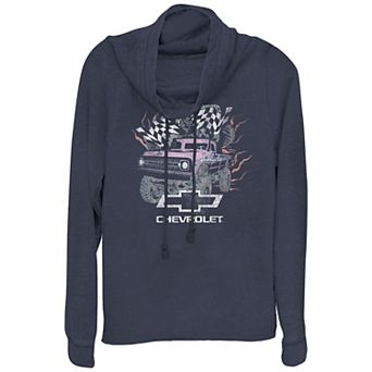 Juniors' Chevrolet Pastel Monster Trucks Cowlneck Graphic Lightweight Long Sleeve