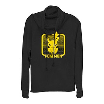 Juniors' Pokemon Pikachu Running Cowlneck Graphic Lightweight Long Sleeve