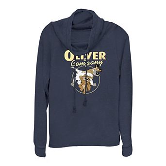 Disney's Oliver & Company Oliver And Dodger Juniors' Cowlneck Graphic Lightweight Long Sleeve