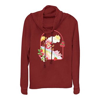 Juniors' Strawberry Shortcake Rainbow Slide Cowlneck Graphic Lightweight Long Sleeve