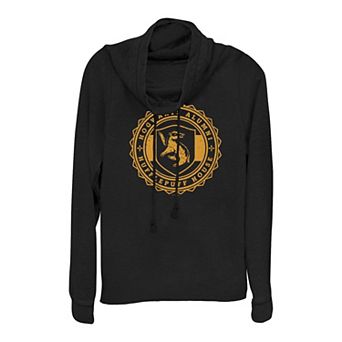 Juniors' Harry Potter Hufflepuff Stamp Cowlneck Graphic Lightweight Long Sleeve
