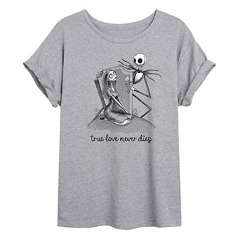 Disney's Nightmare Before Christmas Jack & Sally Juniors' True Love Oversized Tee
