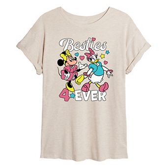 Disney's Minnie Mouse & Daisy Duck Juniors' Besties 4 Ever Oversized Tee