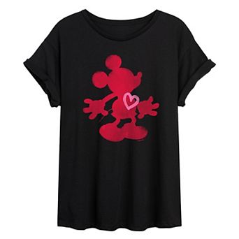 Disney's Mickey Mouse Juniors' Heart Ink Oversized Tee