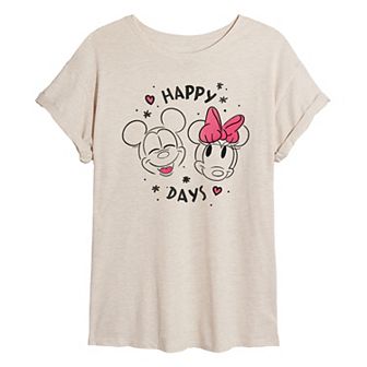 Disney's Mickey & Minnie Mouse Juniors' Happy Days Oversized Tee