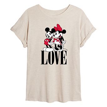 Disney's Mickey & Minnie Mouse Juniors' Love Oversized Tee